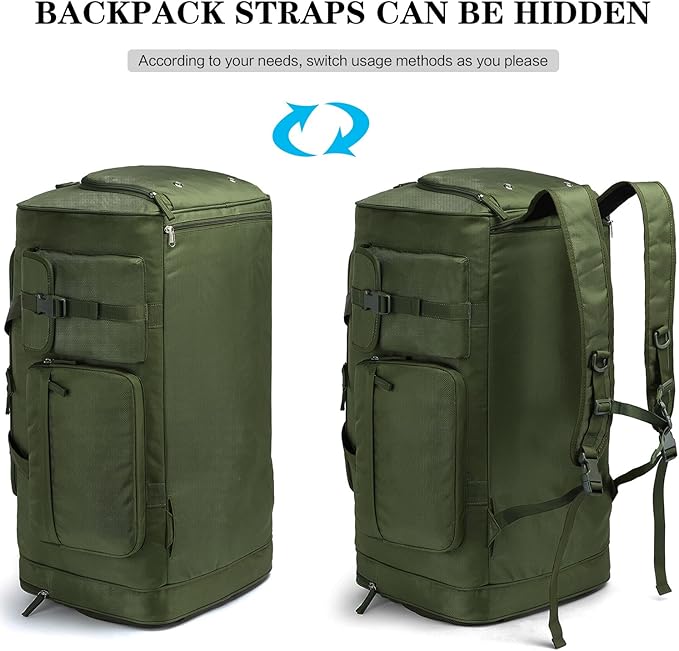 Lyweem Large Duffle Bag Backpack for Travel, 70L Heavy Duty Gym Duffel Bag with Shoes Compartment for Men & Women, Weekender Overnight Sports Backpack for Traveling