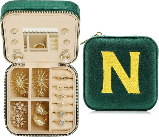 Jenria Christmas Gift for Women, Travel Jewelry Case for Women, Jewelry Organizer, Jewelry Box, Unique Gifts, Personalized Gifts for Her, Birthday Gifts for Mom, Teen Girl, Girlfriend, Green, N