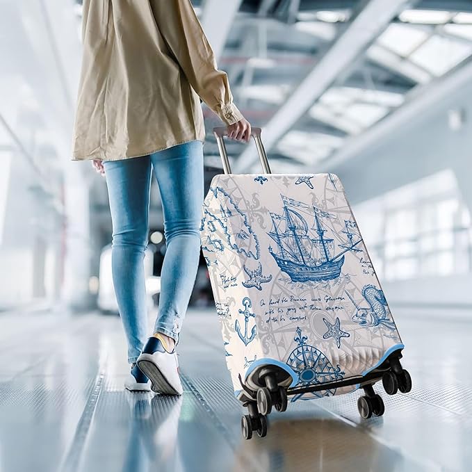 Travel Luggage Cover Suitcase Protector Fits 18-32 Inch Wheel Covers PatternedTravel Related Items Flower Luggage Protector Elastic L