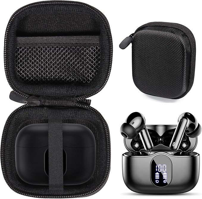 getgear case for Btootos A90 Wireless Earbuds with Noise Cancelling Mic LED Display (Black)