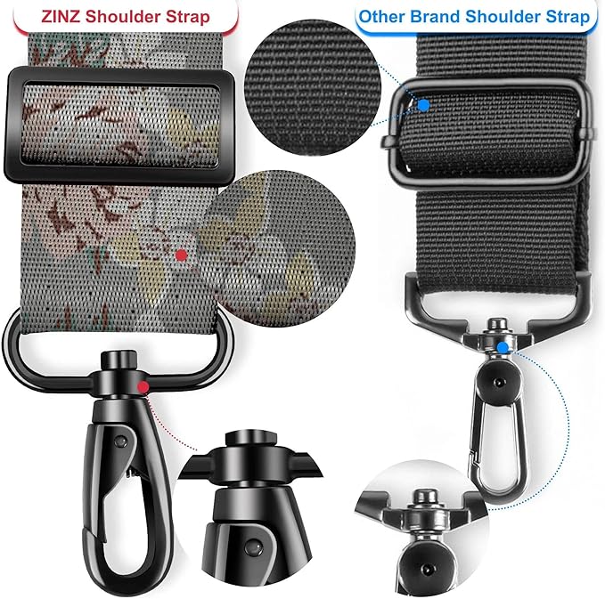 ZINZ 60" Universal Bag Strap with Ultra-Thick Fixed Breathable Pad Adjustable Heavy-Duty Shoulder Strap for Laptop Bag Crossbody Luggage Gym Bag Camera Bag and More,Gray Flower