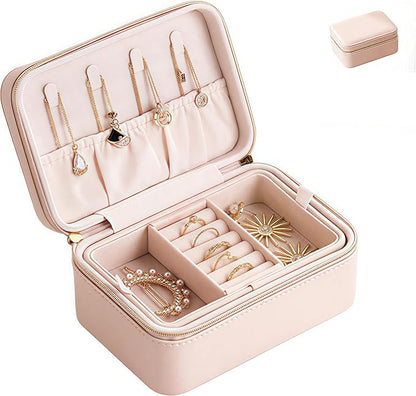 small travel jewelry case,Double Layer Travel Jewelry Box Organizer, Leather Case with Necklace Holder and Ring Storage/box organizer storage