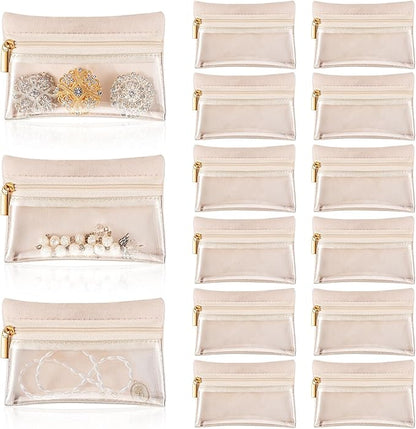 Uiifan Travel Jewelry Organizer Flannel Jewelry Bags Portable Jewelry Pouch with Zipper Pockets for Women Girl Gift