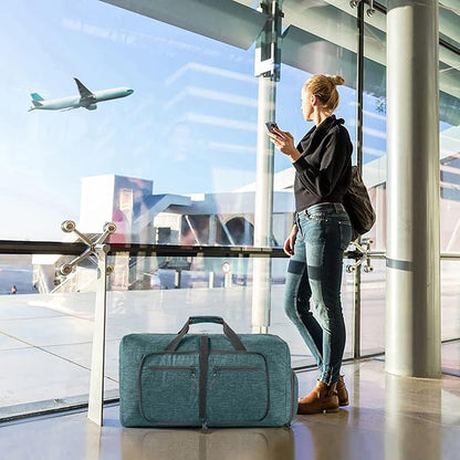 Vomgomfom 65L/85L/115L Foldable Travel Duffle Bag, Lightweight Checked Luggage with Shoe Compartment, Water-Resistant Weekender Overnight Bag for Men & Women