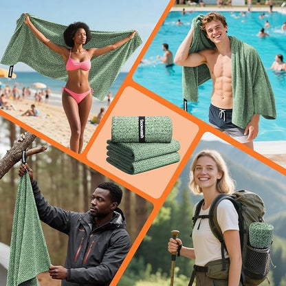 Camping Towels Quick Dry Sweat Towels for Gym, Absorbent Fast Drying Lightweight 27 inch X 55 inch Negative Ions Odorless Gym Towels for Men & Women,Yoga Sports Travel Outdoor (Large Green)