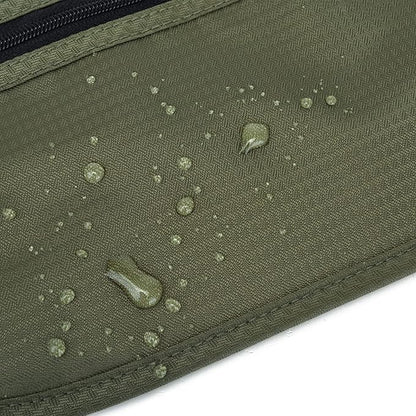 RFID Blocking Money Belt for Men Women, Slim Fanny Pack for Travel，Running,Conceal Waist Wallet for Passport Holder,Phone,Cash(Dark Olive Green)