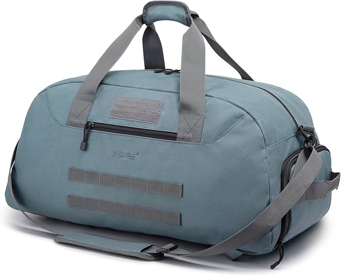 G4Free 70L Large Tactical Duffle Bag Men Sports Gym Backpack with Shoes Compartment Military MOLLE Duffel Backpack (Grey)