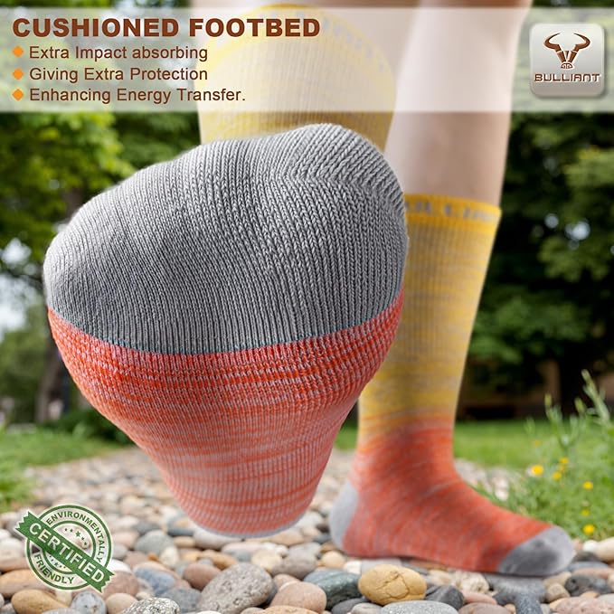 BULLIANT Compression Socks for Men 6Pairs, Athletic Crew Socks Cushioned For Men Sports Running-Arch Support