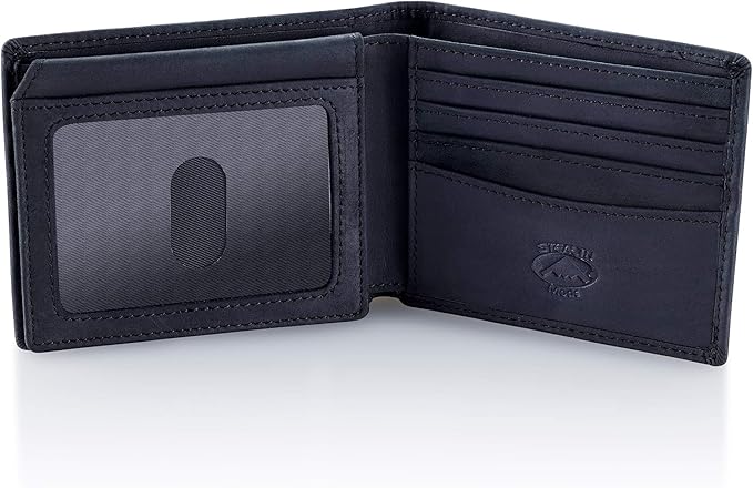 Stealth Mode Leather Bifold Wallet for Men With ID Window and RFID Blocking