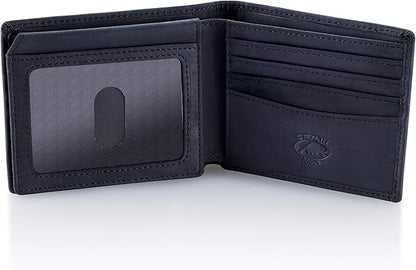 Stealth Mode Leather Bifold Wallet for Men With ID Window and RFID Blocking