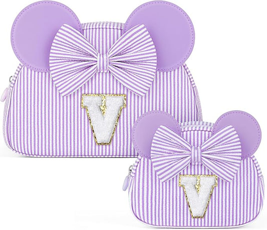 Christmas gifts | Personalized Initial Makeup Bag | Purple Cosmetic Bags Travel Bag | 8 9 10 11 12 13 14 15 16 Years Old Girl Gift Teen Girl Kids Gifts Trendy Stuff V
