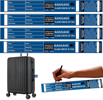 1000 Tags Luggage Tags for Suitcases | Hotels Baggage Claim Check for Bags with Transfer Tape & Serial Numbering, A Marker & Double-Sided Tape | Hotel Luggage Claim Bulk Ticket, Navy Blue