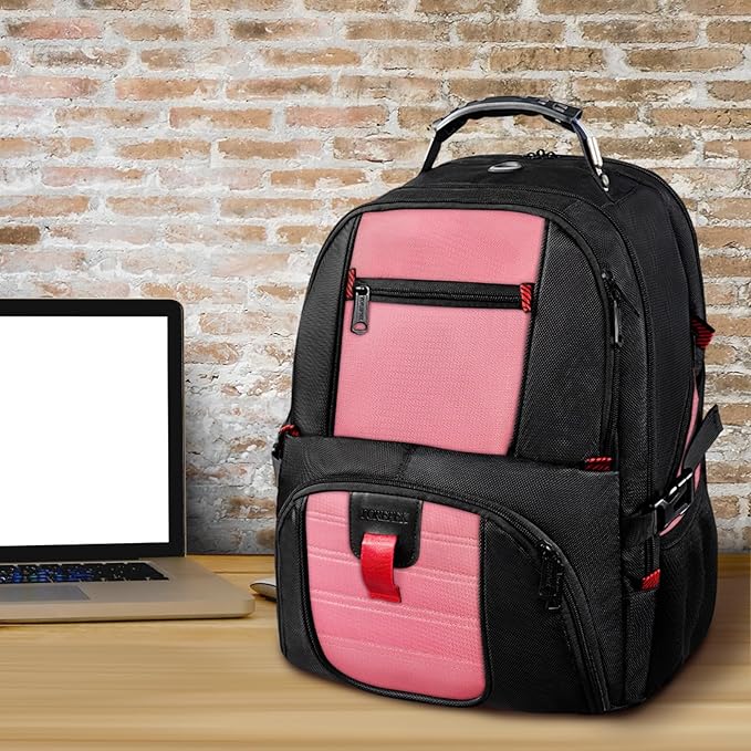 YOREPEK Travel Backpack, 50L Laptop Backpacks for Men Women, Water Resistant Airline Approved Bag with USB Charging Port Fits 17 Inch Computer, Pink