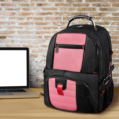 YOREPEK Travel Backpack, 50L Laptop Backpacks for Men Women, Water Resistant Airline Approved Bag with USB Charging Port Fits 17 Inch Computer, Pink