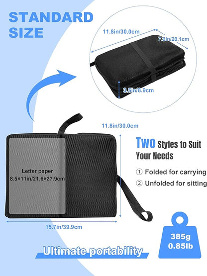Airplane Seat Cushion Portable Travel Cushion for Comfort Foldable Stadium Pad with Breathable Fabric Seat Pad Perfect for Long Flights, Office, Bleacher, Camping