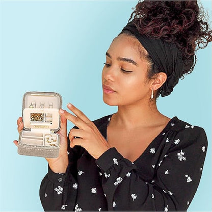 Benevolence LA Plush Velvet Jewelry Box | Travel Jewelry Case Organizer with Mirror | Featured in Oprah's Favorite Things | Best Gifts For Daughter, Girlfriend, Mom | Gifts For Her - Champagne