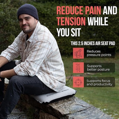 Whispering Winds Inflatable Seat Cushion - Comfortable Blow-up Foam Pad for Airplane, Travel, Stadium, Outdoors, Camping, Car & More