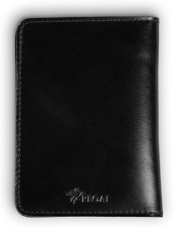 PEGAI Standard Full Grain Crazy Horse Leather Passport Holder | Custom Travel Passport Cover & Organizer | Handcrafted Leather Passport Wallet for Men and Women | Pike (Dexios Black)