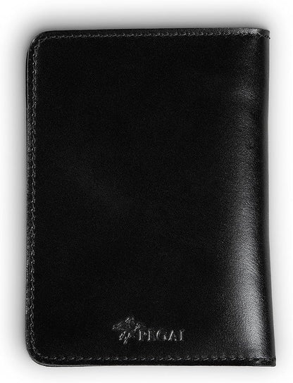 PEGAI Standard Full Grain Crazy Horse Leather Passport Holder | Custom Travel Passport Cover & Organizer | Handcrafted Leather Passport Wallet for Men and Women | Pike (Dexios Black)