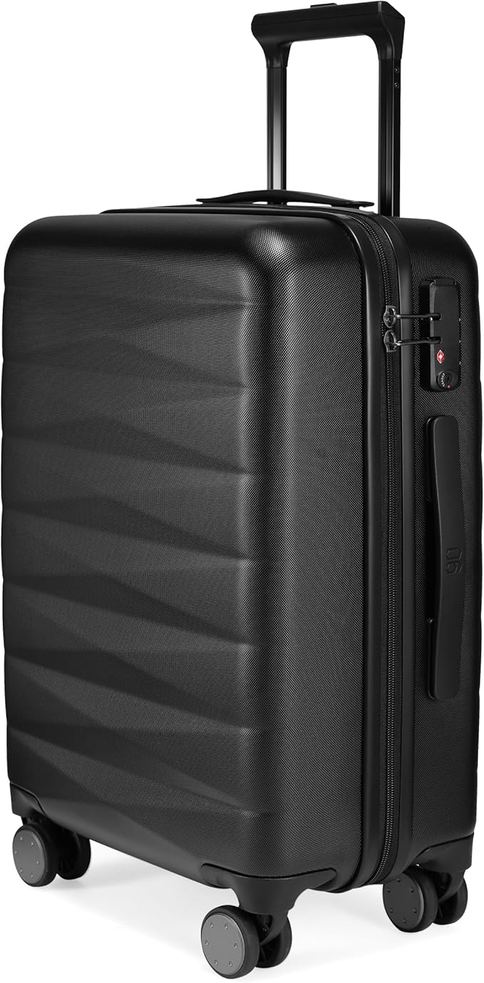 NINETYGO Carry On Luggage 22x14x9 Airline Approved, Small Suitcase with Smooth Double Spinner Wheels, Hard Shell PC Luggage Carry-On, Lightweight Travel Luggage, TSA Approved (Black, B1)