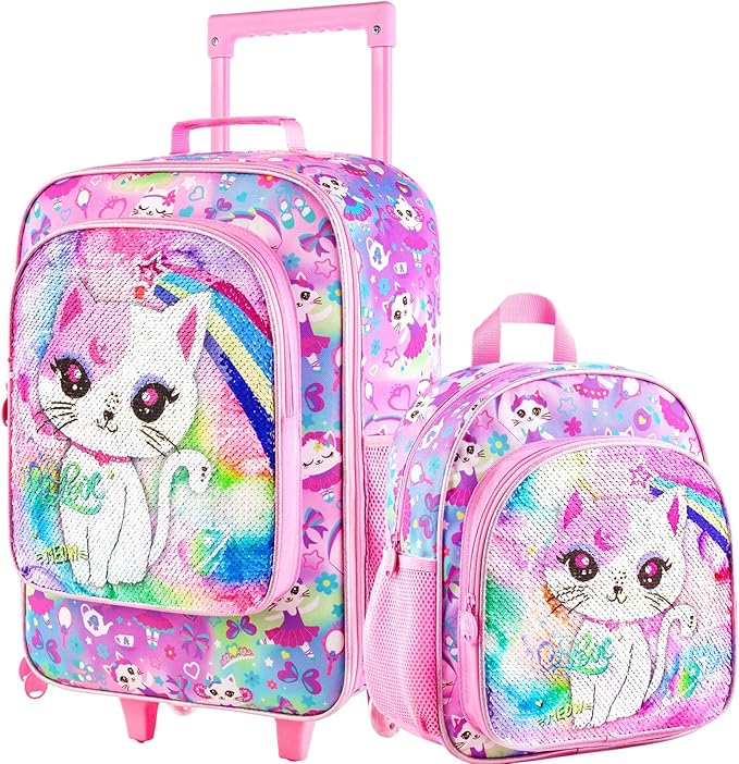 KLFVB Kids Luggage for Boys Girls, Cute Rolling Wheels Suitcase for Toddler, Children Travel Carry on Suitcase