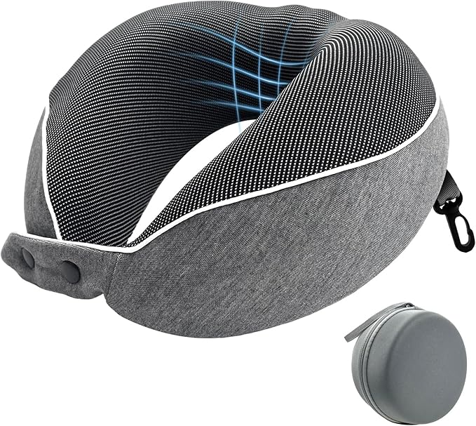 Memory Foam Travel Pillow,U-Shaped Neck Pillow for Sleeping Airplane and Car, with Portable Storage Case, Soft & Breathable, Provides Head & Neck Support