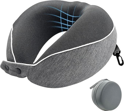Memory Foam Travel Pillow,U-Shaped Neck Pillow for Sleeping Airplane and Car, with Portable Storage Case, Soft & Breathable, Provides Head & Neck Support