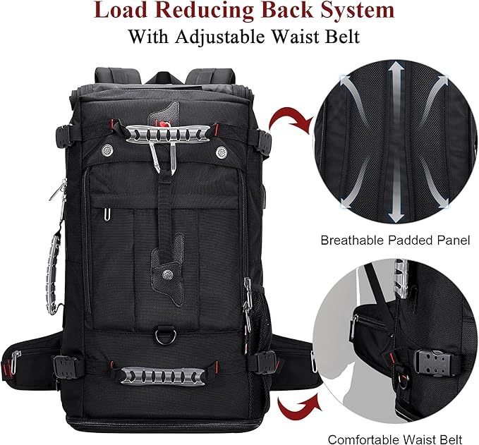 WITZMAN Travel Backpack for Men and Women Convertible Duffle Luggage Bag fit 17 Inch Laptop Carry On Bags for Airplane (B681 Black)