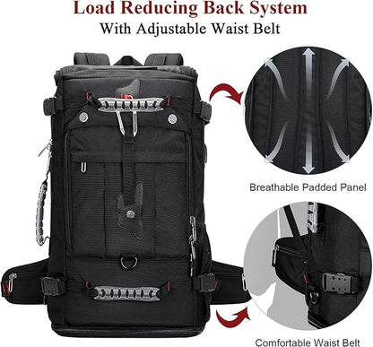 WITZMAN Travel Backpack for Men and Women Convertible Duffle Luggage Bag fit 17 Inch Laptop Carry On Bags for Airplane (B681 Black)