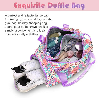 RLGPBON Gym Bag for Kids, Duffel Bag for Girls and Boys Sports, Gyms and Weekend Getaway, Waterproof Dufflebag with Shoe and Wet Clothes Compartment