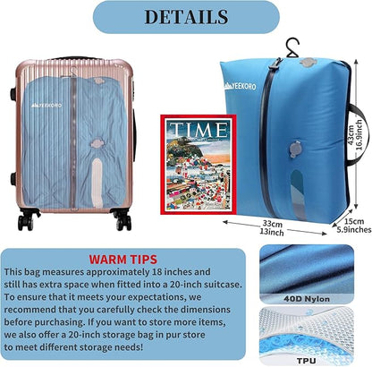 Vacuum Bags for Travel, Professional IP67 Reusable Vacuum Compression Bags for Travel Suitcases, Durable Space Saver Bag (2 PACK Blue, With Pump)