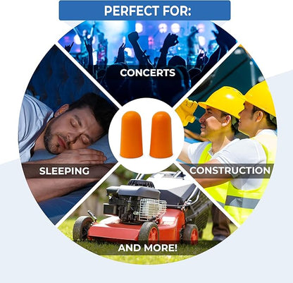 Reli. Foam Ear Plugs (100 Pairs Bulk), Individually Wrapped | 31 dB NRR | Disposable Foam Ear Plugs for Sleeping Noise Cancelling | Blocks Loud Noises for Snoring, Concerts, Travel (Peach)