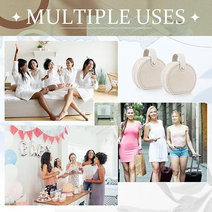 Weysat 8 Pack Velvet Travel Jewelry Case Bulk Mini Bridesmaid Jewelry Box Small Earring Storage Organizer for Women Proposal Gifts(White, Velvet)