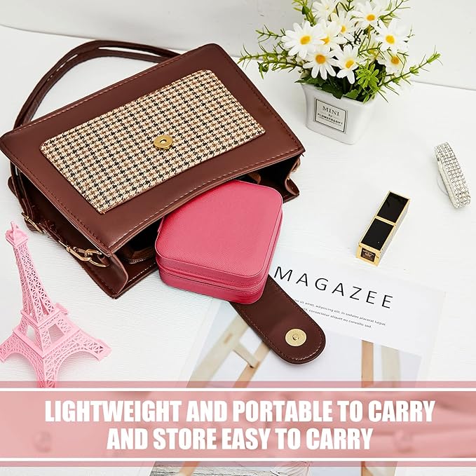 Taiyin 6 Pcs Travel Jewelry Case Box Bridesmaid Gifts Bulk Travel Jewelry Cases Boxes Small Jewels Organizers Mini Accessories Ornaments Storage for Women Girls Wedding Gifts (Rosy)