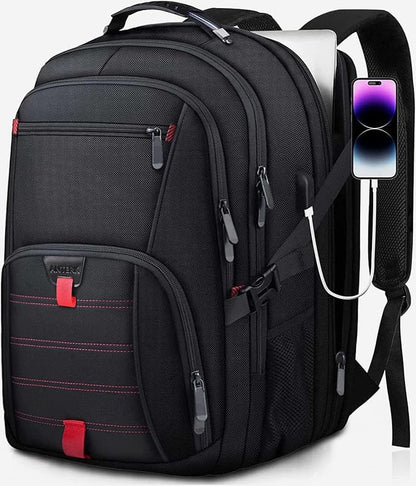 Extra Large Backpack, 18.4 Inch Travel Laptop Backpacks for Men Women with USB Port, 55L Anti Theft Water Resistant College Bussiness TSA Airline Approved Work Computer Backpack, Black