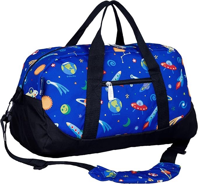 Wildkin Kids Overnighter Duffel Bag – Carry-On Size, Ideal for School & Sleepovers – Out of this World