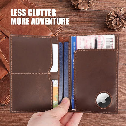 STAR VISTA Albatross Leather Travel Passport Holder, Minimalist Design, Full Grain Leather Case for Men and Women - Slim Passport Wallet, Bifold, RFID Blocking, with AirTag Holder