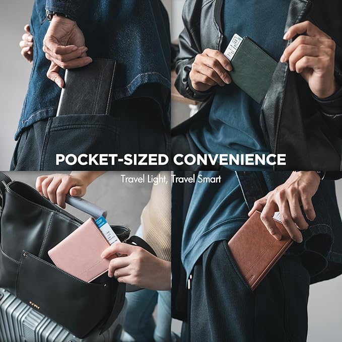 VULKIT Passport Holder for Travel, Rfid Blocking Passport Cover, Slim Travel Wallet for Men & Women, Charcoal Black