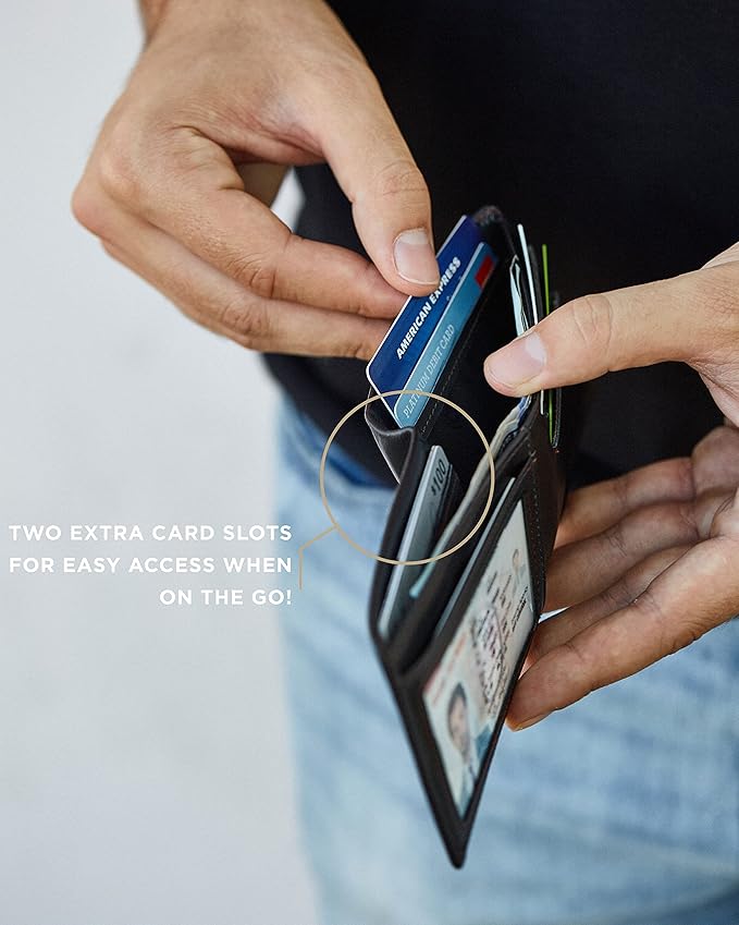 SERMAN BRANDS Mens Slim Bifold Wallet RFID Blocking Minimalist Front Pocket Wallets for Men - Thin & Stylish