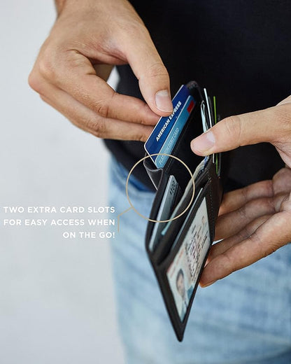 SERMAN BRANDS Mens Slim Bifold Wallet RFID Blocking Minimalist Front Pocket Wallets for Men - Thin & Stylish