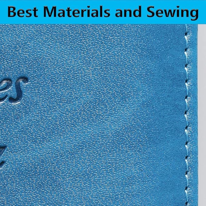 Passport Holder With Luggage Tag Cover Wallet RFID Blocking Leather Case Travel Essentials Accessories Travel Must Have(114#Blue)