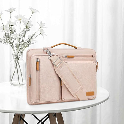 MOSISO 360 Protective Laptop Shoulder Bag,15 inch Computer Bag Compatible with MacBook Air M4 M3 M2/Pro A1990 A1707, Dell XPS Plus,Side Open Messenger Bag with 4 Zipper Pockets&Handle, Khaki