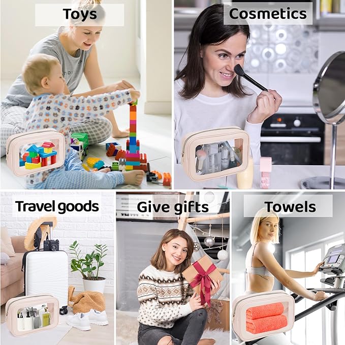 8 Packs TSA Approved Toiletry Bags Clear Toiletry Bags for Travel PVC Makeup Pouch Waterproof Quart Size Clear Cosmetic Bag with Zipper for Airport Airline Compliant Bag Women Men Travel Bathroom