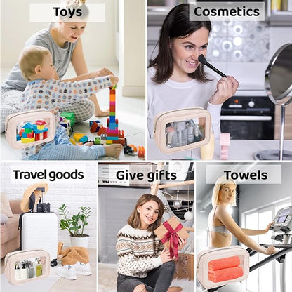 8 Packs TSA Approved Toiletry Bags Clear Toiletry Bags for Travel PVC Makeup Pouch Waterproof Quart Size Clear Cosmetic Bag with Zipper for Airport Airline Compliant Bag Women Men Travel Bathroom