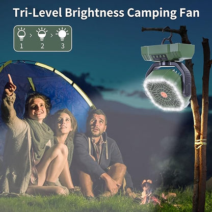 AVV 20000mAh High Speed Portable Camping Rechargeable Fan with Remote Control, Battery Powered with Auto Oscillating with Camping Essentials Accessories for Outdoor, Beach, Patio, Tent, Green