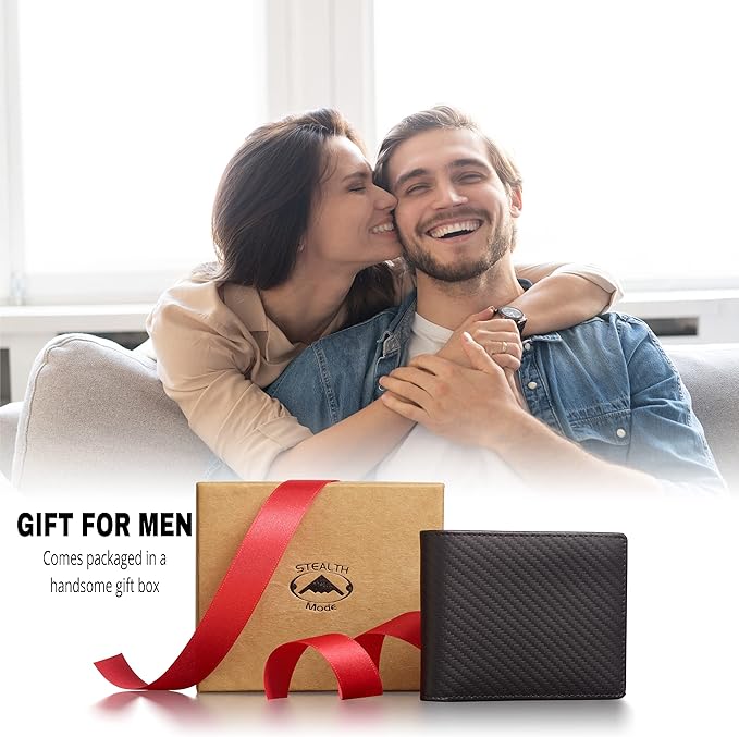 Stealth Mode Leather Bifold Wallet for Men With ID Window and RFID Blocking