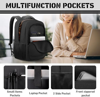 Travel Backpack for Men, 40L Business Laptop Backpack with 17.3 Inch Laptop Compartment, Lightweight Daypack for Flight, Durable Water Resistant Bookbag, Hiking, Work Backpack, Black