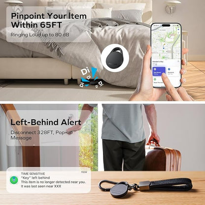 Momax Air Tracker Tags 4 Pack, [Apple MFi Certified], Replaceable Battery Bluetooth Tracker Compatible with Apple Find My (iOS Only), DIY Stickers, Item Finder Smart Tag for Keys, Wallet, Luggage