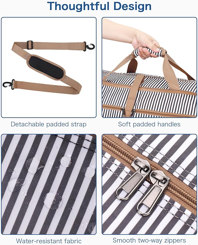 120L Travel Duffle Bag for Men and Women, Large Foldable Duffel Bag for Travel with Shoe Compartment Overnight Weekender Bag Gym Bag Water & Tear Resistant (Stripe, 120L)