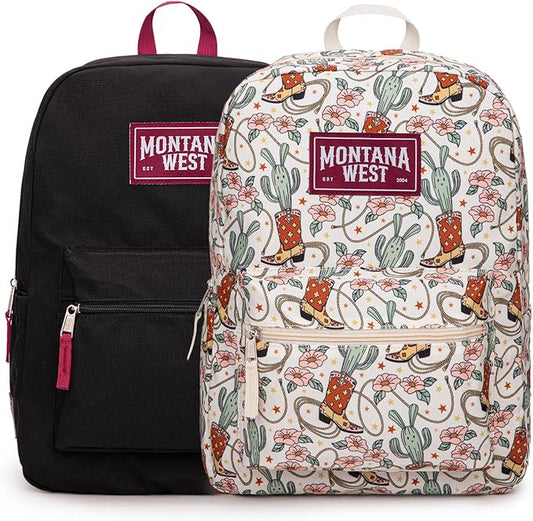 Montana West Backpack for Women Men 2 PCS Lightweight College Bookbags Casual Daypack Backpacks for Commute & Travel